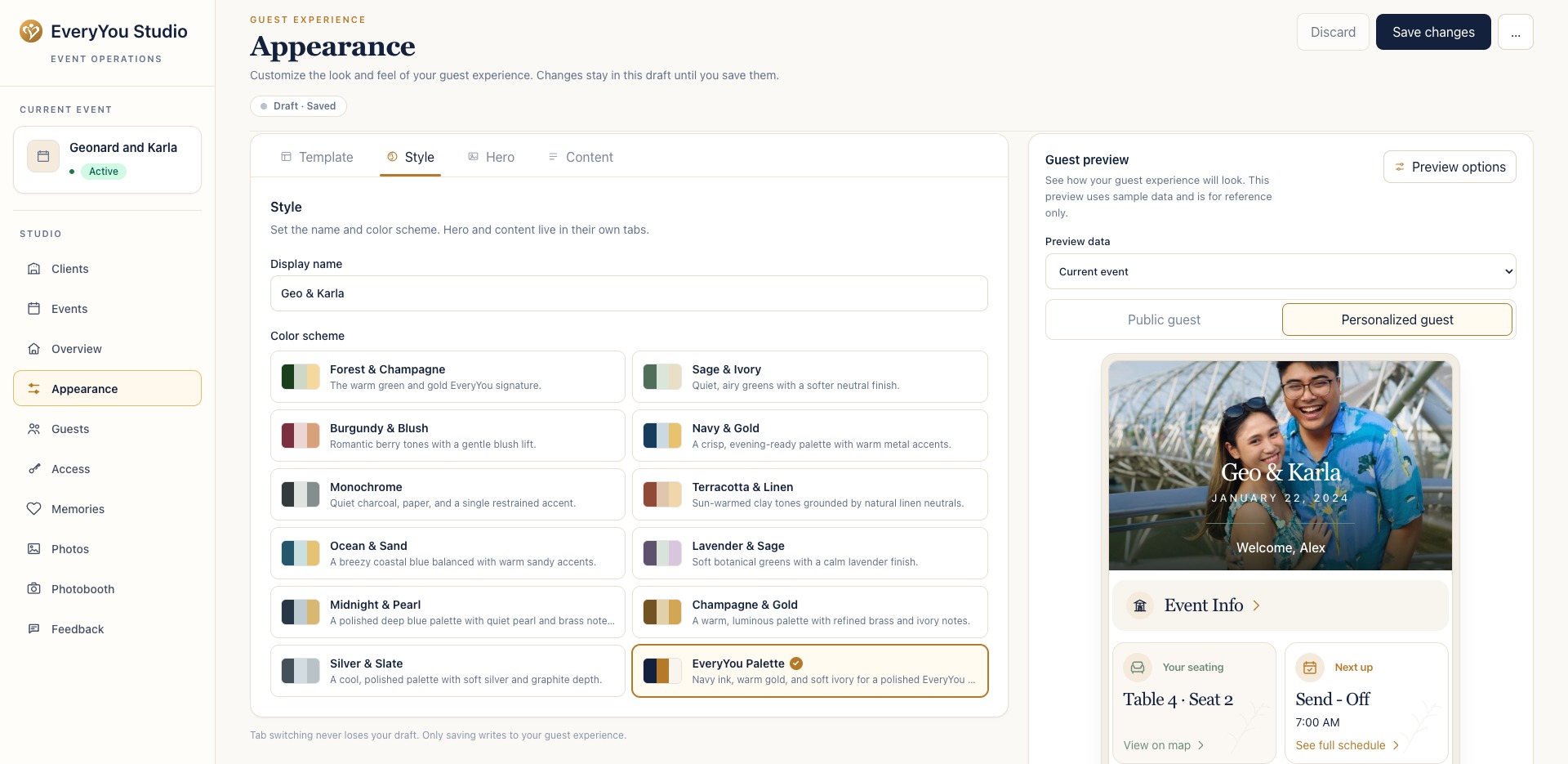 Admin Dashboard - Appearance Settings