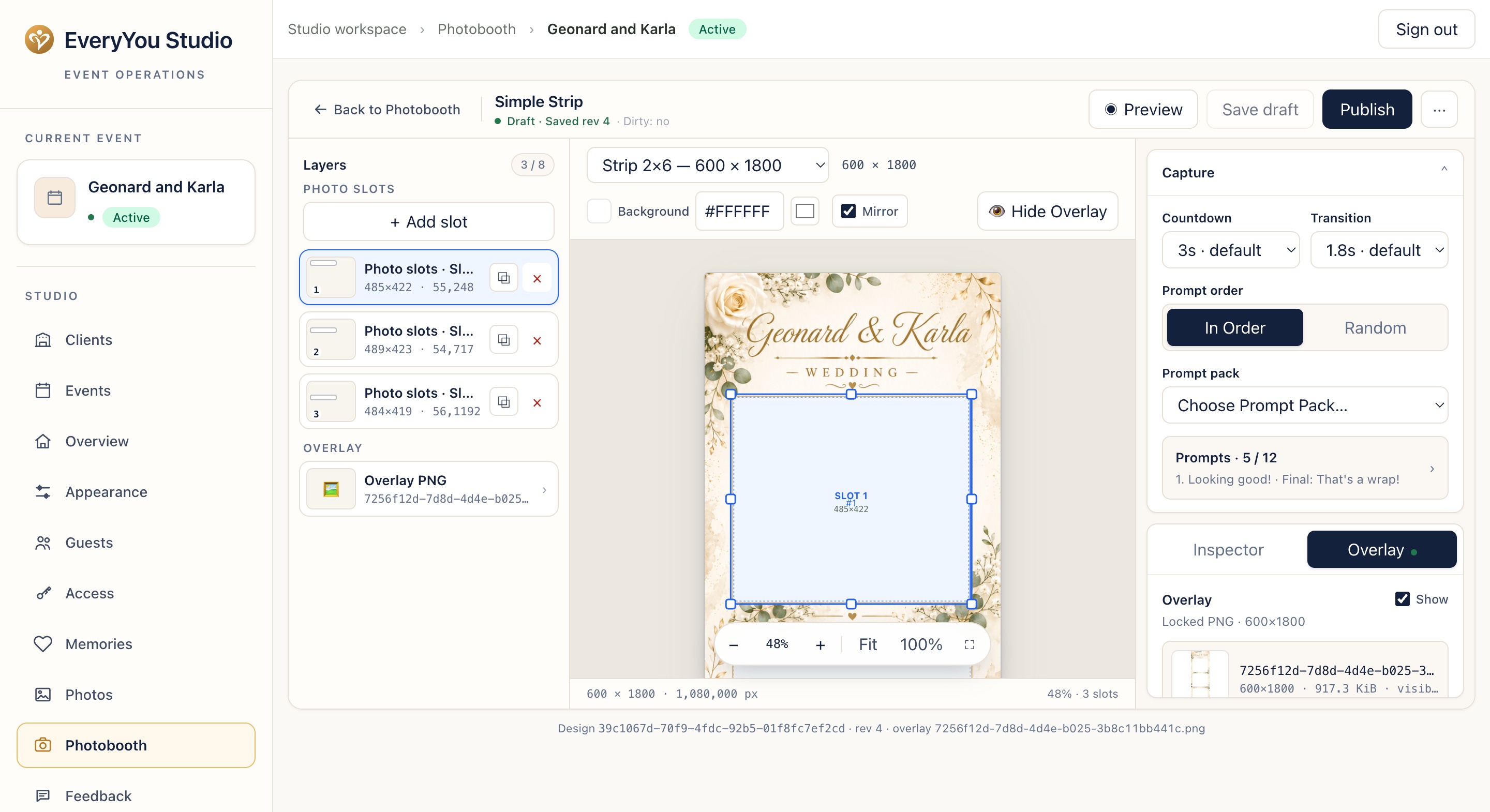 Admin Dashboard - Photobooth Builder